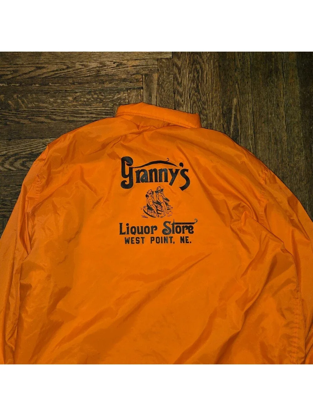 Vintage Granny's Liquor Store Jacket Men's XL Orange Pla-Jac Dunbrooke 70's